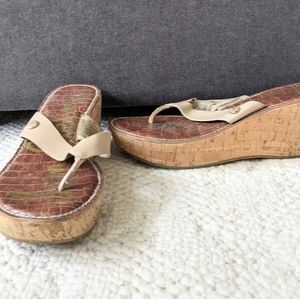 Sam Edelman Nude Tan Thong Wedges Flip Flop sandal